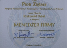 Diploma for President of the Kraków Waterworks for Company Manager.